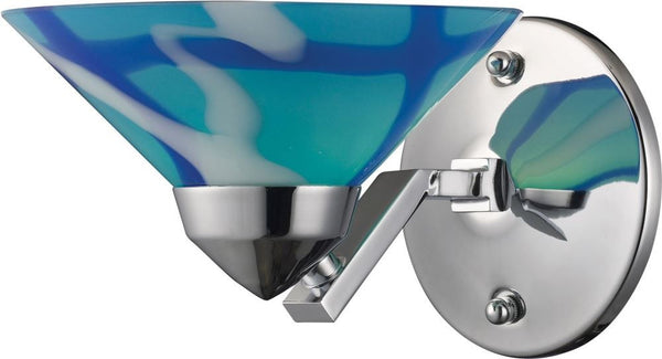 Refraction 1 Light Wall Sconce In Polished Chrome and Carribean Glass