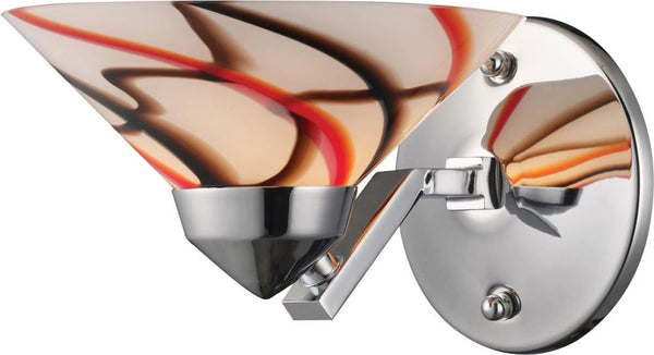 Refraction 1 Light Wall Sconce In Polished Chrome and Creme White Glass
