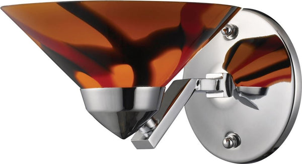 Refraction 1 Light Wall Sconce In Polished Chrome and Jasper Glass