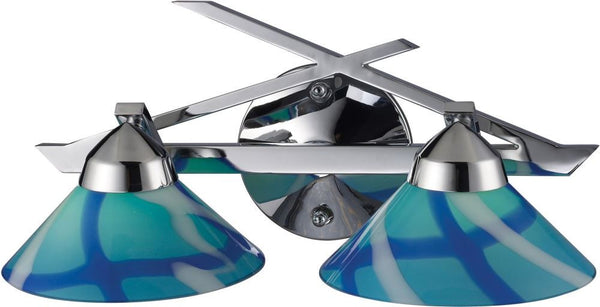 Refraction 2 Light Vanity In Polished Chrome and Carribean Glass