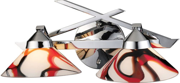 Refraction 2 Light Vanity In Polished Chrome and Creme White Glass