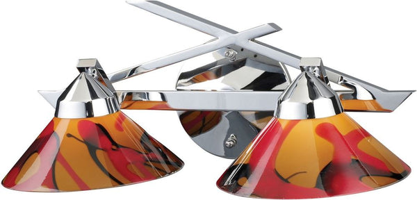 Refraction 2 Light Vanity In Polished Chrome and Jasper Glass