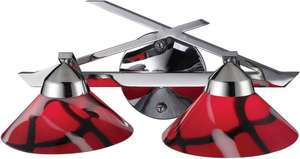 Refraction 2 Light Vanity In Polished Chrome and Mars Glass