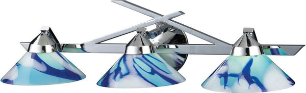 Refraction 3 Light Vanity In Polished Chrome and Carribean Glass