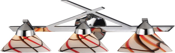 Refraction 3 Light Vanity In Polished Chrome and Creme White Glass