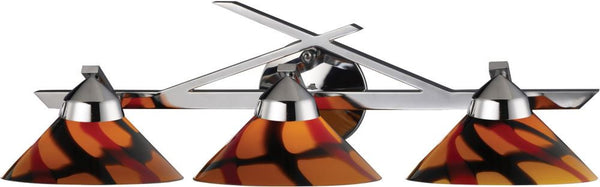 Refraction 3 Light Vanity In Polished Chrome and Jasper Glass