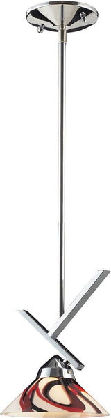 Refraction 1 Light Pendant In Polished Chrome and Creme White Glass