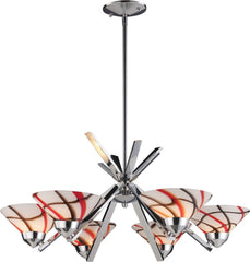 Refraction 6 Light Chandelier In Polished Chrome and Creme White Glass