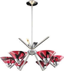 Refraction 6 Light Chandelier In Polished Chrome and Mars Glass