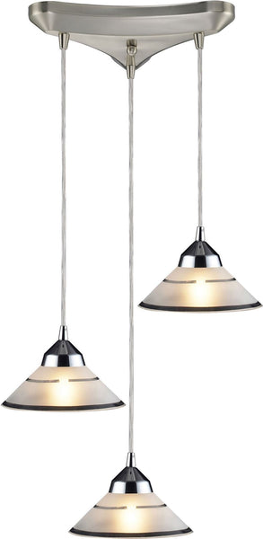 Refraction 3 Light Pendant In Polished Chrome and Etched Clear Glass