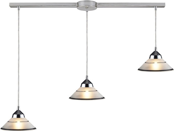 Refraction 3 Light Pendant In Polished Chrome and Etched Clear Glass