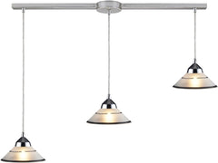 Refraction 3 Light Pendant In Polished Chrome and Etched Clear Glass