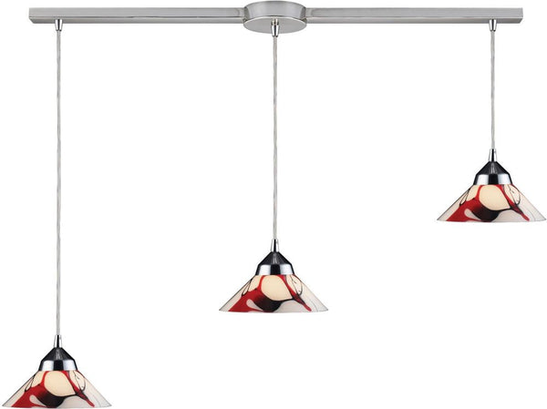 Refraction 3 Light Pendant In Polished Chrome and Creme White Glass