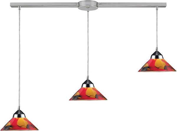 Refraction 3 Light Pendant In Polished Chrome and Jasper Glass