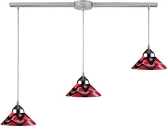 Refraction 3 Light Pendant In Polished Chrome and Mars Glass
