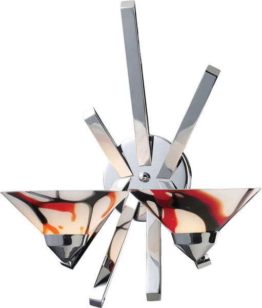 Refraction 2 Light Wall Sconce In Polished Chrome and Creme White Glass