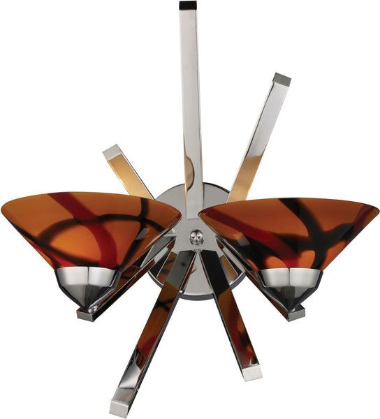 Refraction 2 Light Wall Sconce In Polished Chrome and Jasper Glass