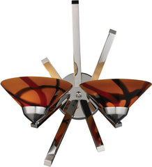 Refraction 2 Light Wall Sconce In Polished Chrome and Jasper Glass