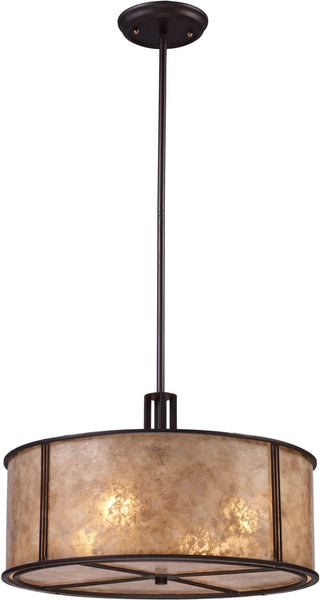 Barringer 4 Light Pendant In Aged Bronze and Tan Mica