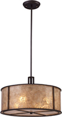 Barringer 4 Light Pendant In Aged Bronze and Tan Mica