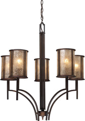 Barringer 5 Light Chandelier In Aged Bronze and Tan Mica