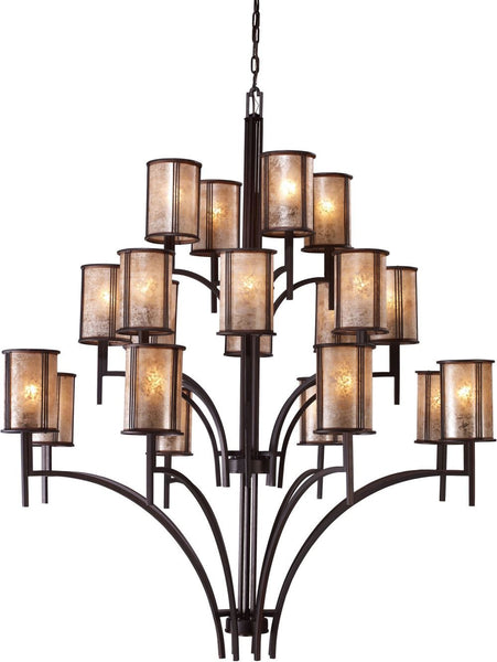 Barringer 8+8+4 Light Chandelier In Aged Bronze and Tan Mica