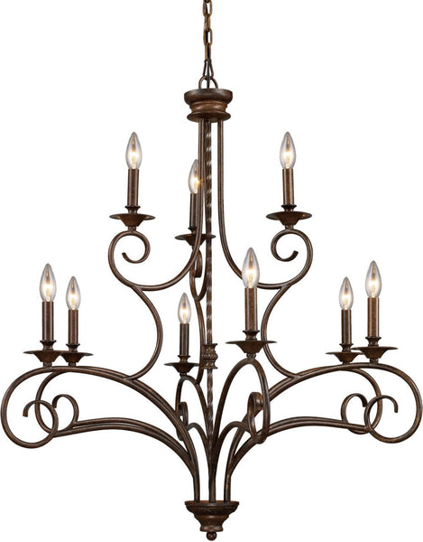 Gloucester 9 Light Chandelier In Weathered Bronze