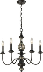 Veronica 5 Light Chandelier In Vintage Rust and Antique Mercury Glass