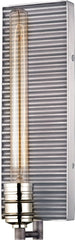 Corrugated Steel 1 Light Wall Sconce In Weathered Zinc and Polished Nickel
