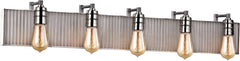 Corrugated Steel 5 Light Vanity In Weathered Zinc and Polished Nickel