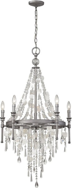 Alexandra 5 Light Led Chandelier In Weathered Zinc