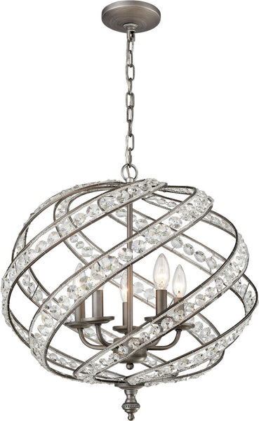 Renaissance 5 Light Chandelier In Weathered Zinc