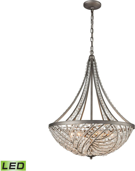 Renaissance 6 Light Led Chandelier In Weathered Zinc