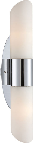 Ango 2 Light Sconce In Chrome With Chamfer-Cut White Opal Glass