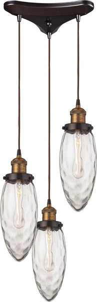 Owen 3 Light Pendant In Oil Rubbed Bronze and Antique Brass