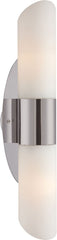Ango 2 Light Sconce In Satin Nickel With Chamfer-Cut White Opal Glass