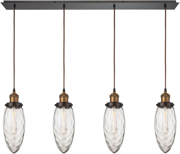 Owen 4 Light Pendant In Oil Rubbed Bronze and Antique Brass