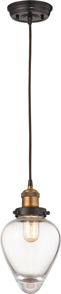 Bartram 1 Light Pendant In Oil Rubbed Bronze and Antique Brass