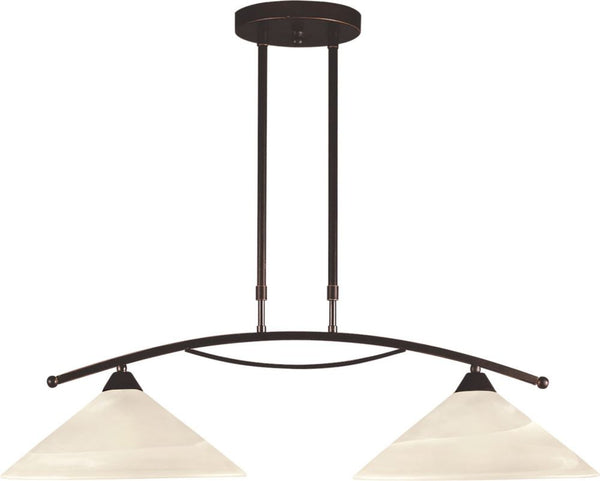 Elysburg 2 Light Island In Oil Rubbed Bronze and White Glass