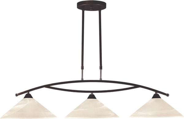 Elysburg 3 Light Island In Oil Rubbed Bronze and White Glass