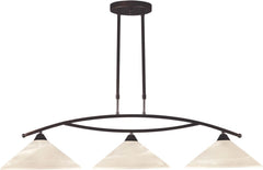 Elysburg 3 Light Island In Oil Rubbed Bronze and White Glass