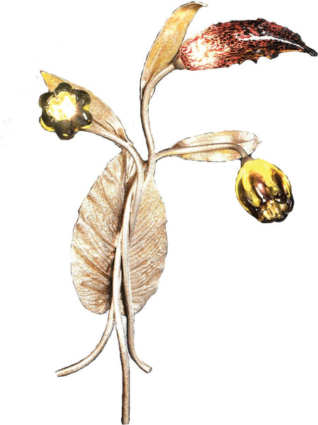 Bela Iguazu 3 Light Wall Sconce In Silver Leaf With Hand-Formed Glass Flowers