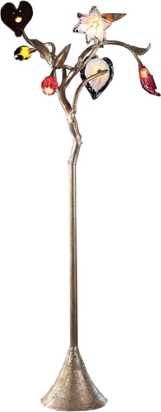 Bela Iguazu 6 Light Floor Lamp In Silver Leaf With Hand-Formed Glass Flowers