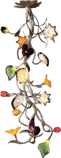 Bela Iguazu 19 Light Chandelier In Silver Leaf With Hand-Formed Glass Flowers