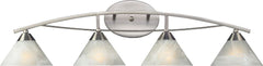 Elysburg 4 Light Vanity In Satin Nickel and White Glass