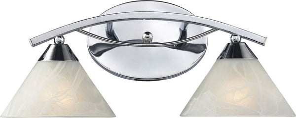 Elysburg 2 Light Vanity In Polished Chrome and White Glass