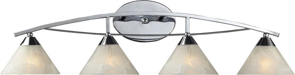 Elysburg 4 Light Vanity In Polished Chrome and White Glass