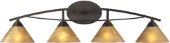 Elysburg 4 Light Vanity In Oiled Bronze and Tea Stained Brown Glass