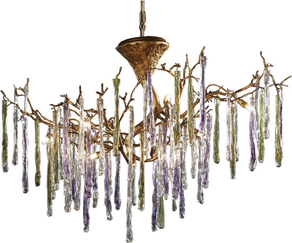 Stalavidri 12 Light Chandelier In Talha Bronze With Multi-Hued Spires