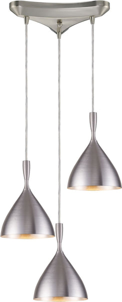 Spun Aluminum 3 Light Pendant In Aluminum